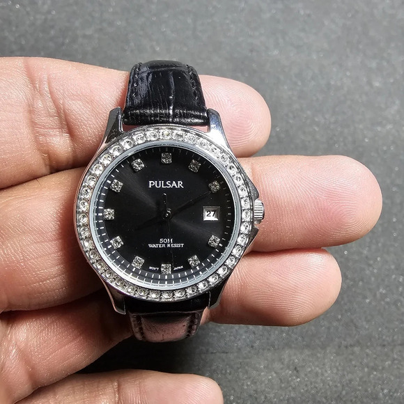 Pulsar By Seiko Crystal Paved Ladies Quartz Wristwatch VJ22-X084 Working shows s - Picture 1 of 9